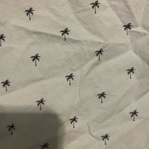 Denim & Flower Palm Tree Patterned button down polo shirt men’s size Large